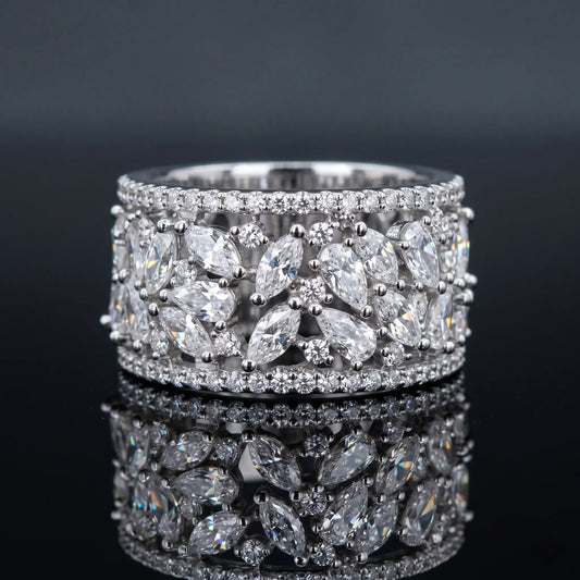 Luxora Radiant Marquise Floral Diamond Band Ring