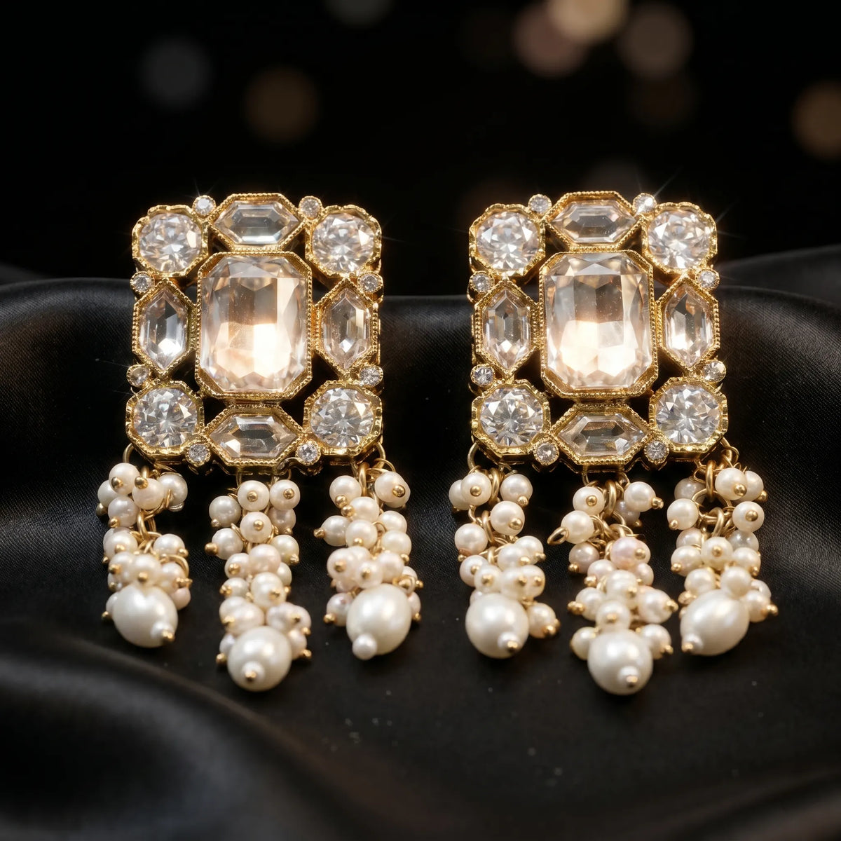 Luxora Regal Pearl Cascade Earrings