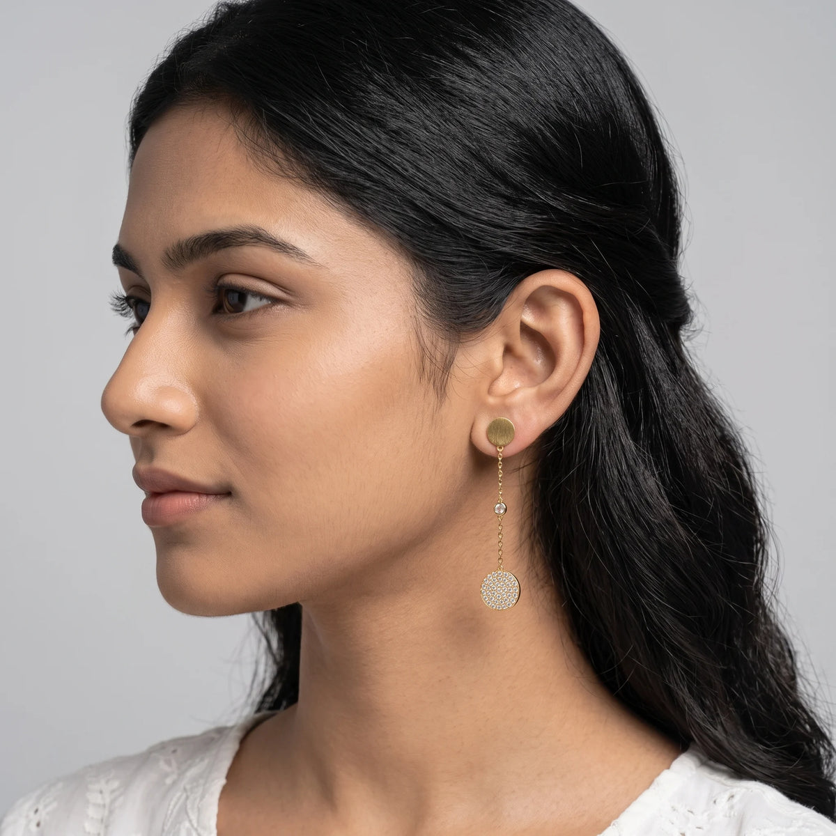 Luxora Celeste Crystal Chain Drop Earrings