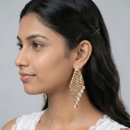 Luxora Golden Mesh Teardrop Earrings