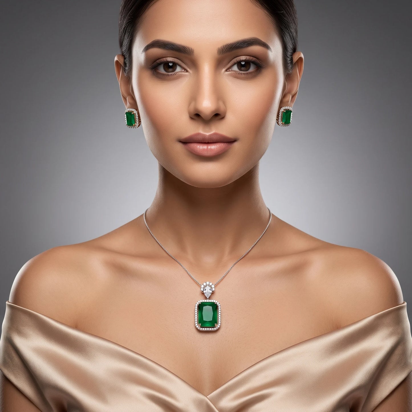 Luxora Emerald Elegance Pendant Set