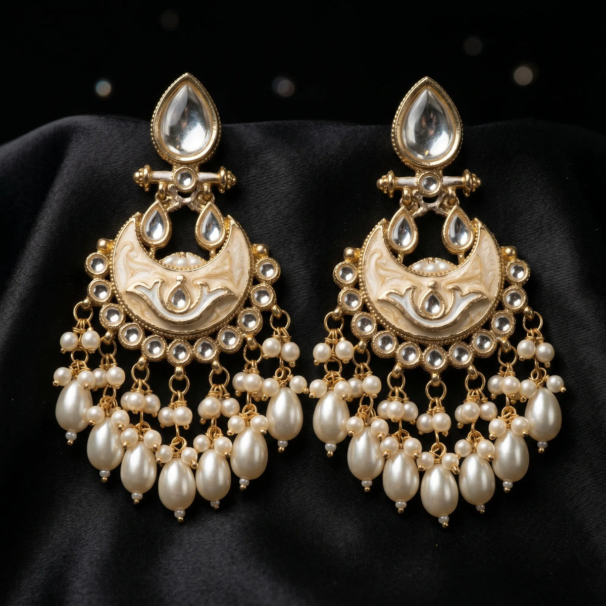 Luxora Royal Pearl Chandbali Earrings