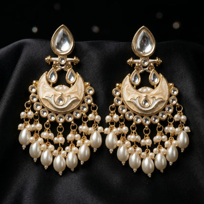 Luxora Royal Pearl Chandbali Earrings