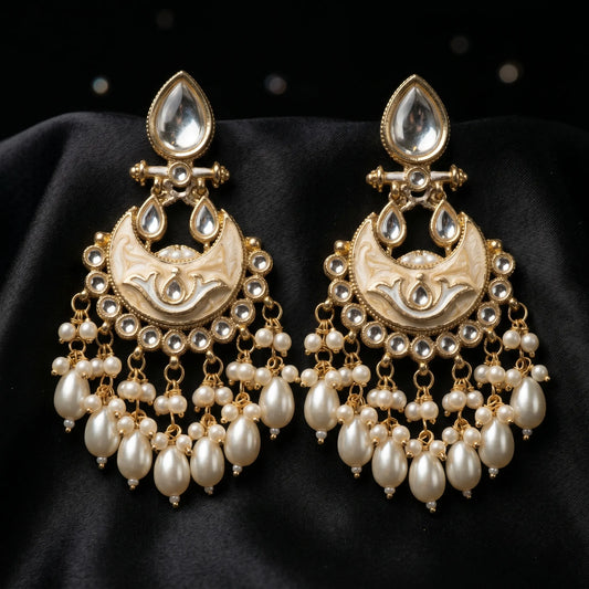 Luxora Royal Pearl Chandbali Earrings