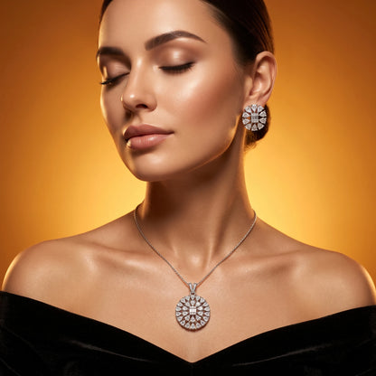 Luxora Radiant Bloom Diamond Pendant Set