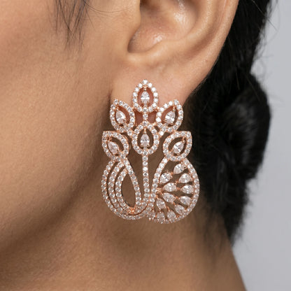 Luxora Regal Floral Crystal Drop Earrings
