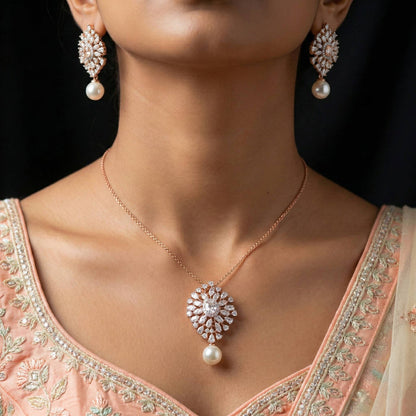 Luxora Oval Design with Pearl Drops