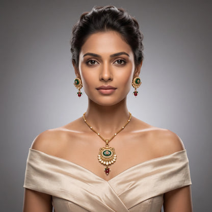 Luxora Royal Emerald Radiance Pendant Set