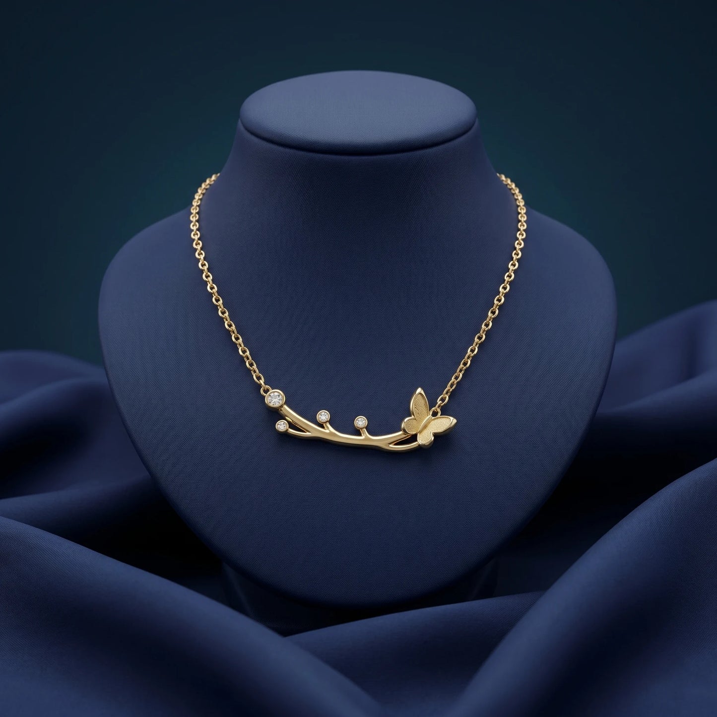 Luxora Golden Butterfly Branch Necklace