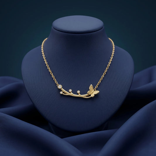 Luxora Golden Butterfly Branch Necklace