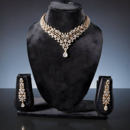 Luxora Gold Plated Diamond Set with Pear Drop