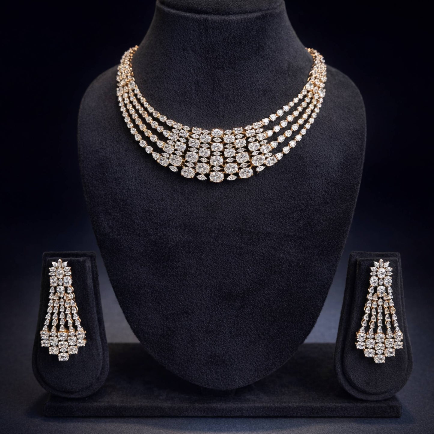 Luxora Gold Plated Diamond Clustered Set