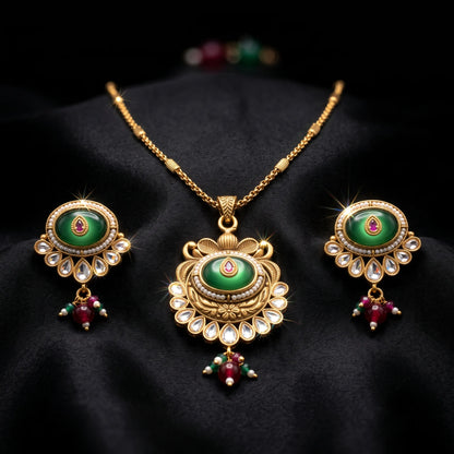 Luxora Royal Emerald Radiance Pendant Set