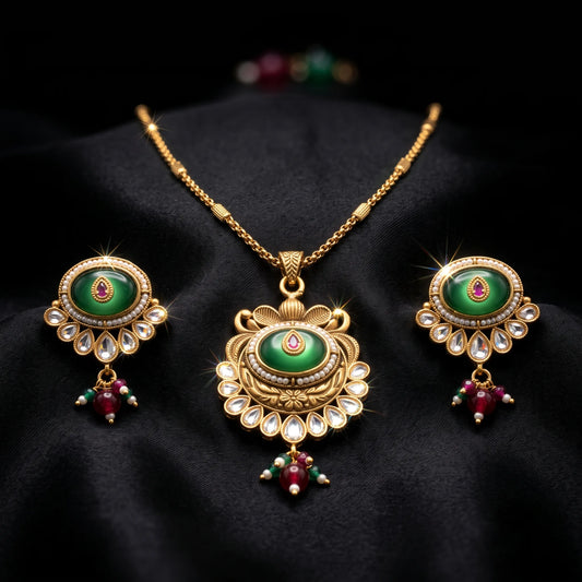 Luxora Royal Emerald Radiance Pendant Set