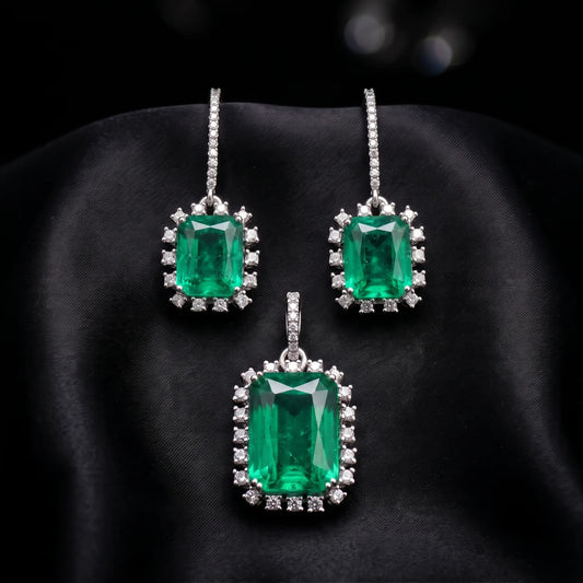 Luxora Crimson Royale Halo Pendant Set