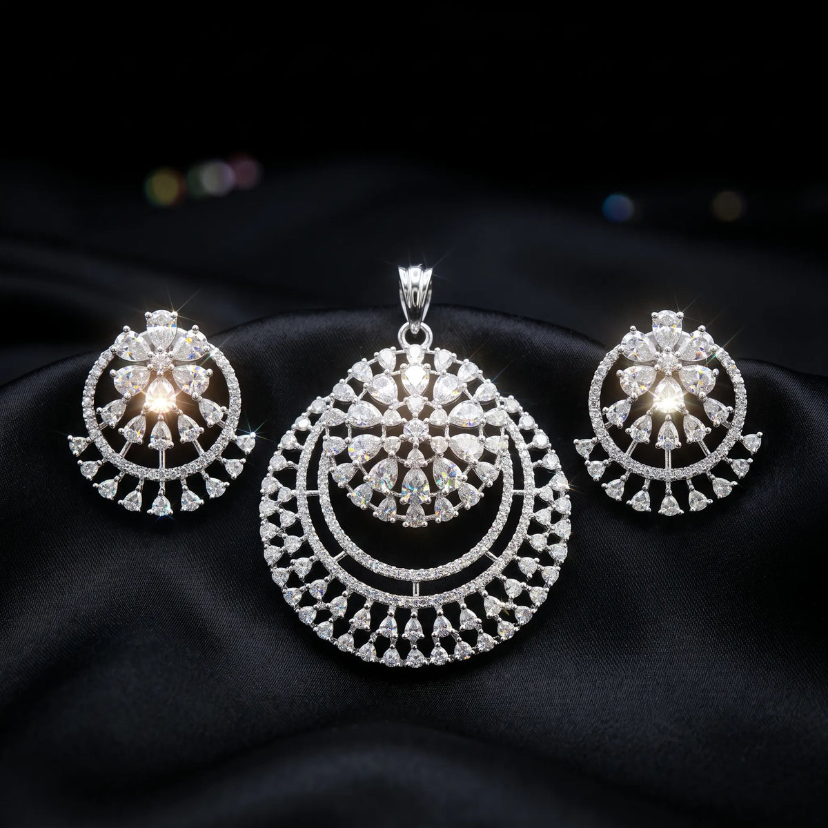Luxora Celestial Cascade Diamond Pendant Set