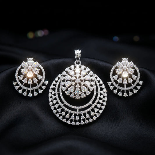 Luxora Celestial Cascade Diamond Pendant Set